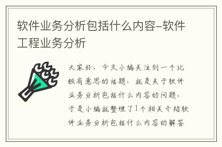 软件业务分析包括什么内容-软件工程业务分析