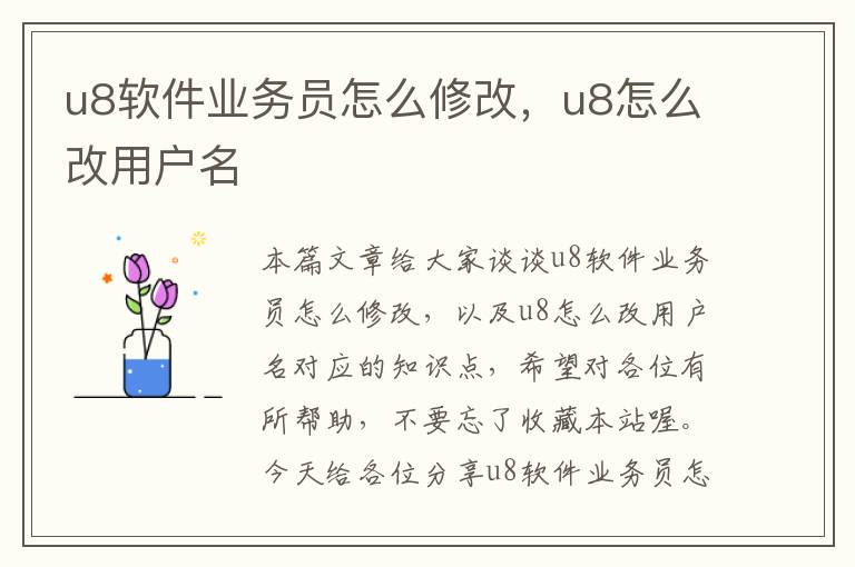 u8软件业务员怎么修改，u8怎么改用户名