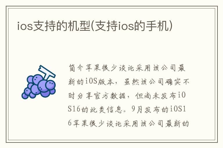 ios支持的机型(支持ios的手机)