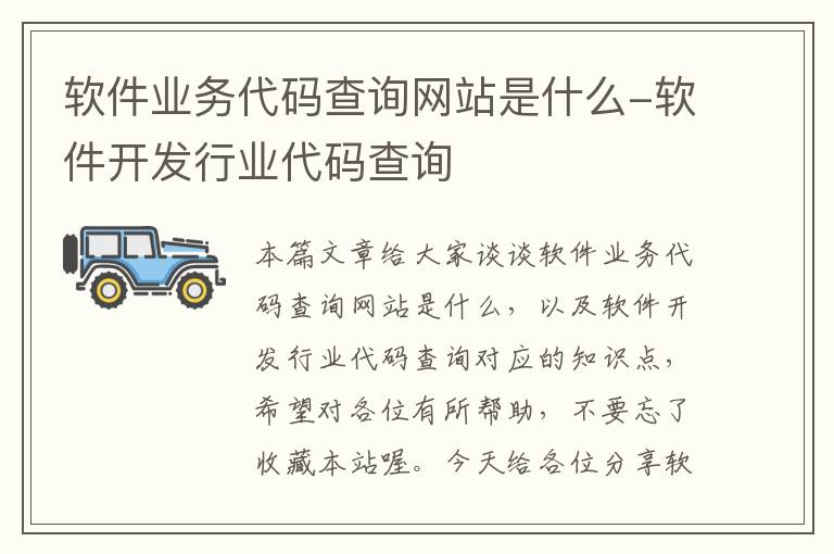 软件业务代码查询网站是什么-软件开发行业代码查询