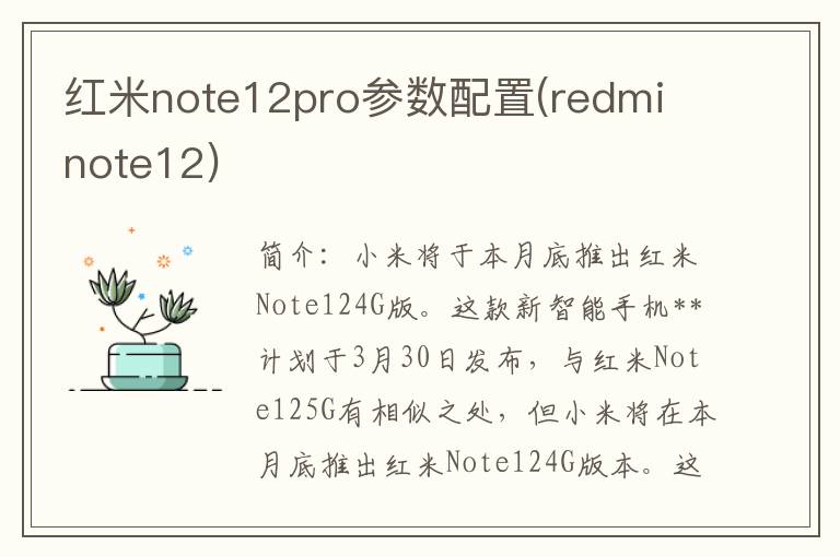 红米note12pro参数配置(redmi note12)