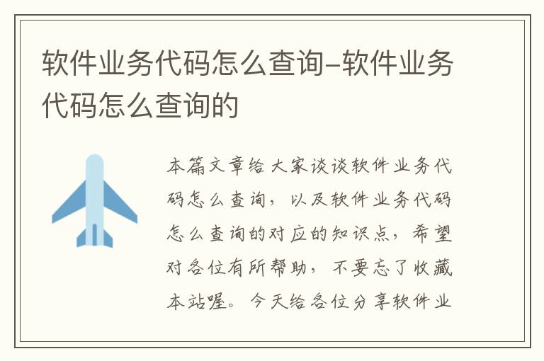 软件业务代码怎么查询-软件业务代码怎么查询的