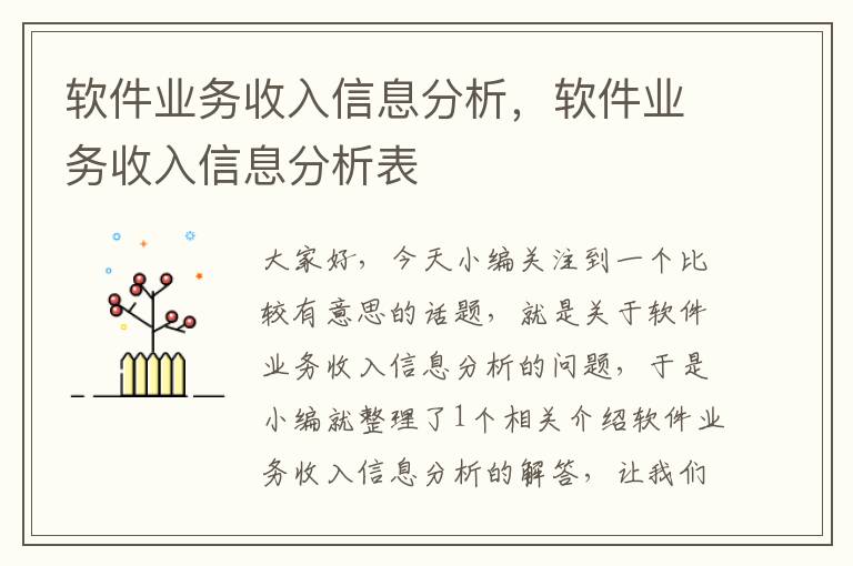 软件业务收入信息分析，软件业务收入信息分析表