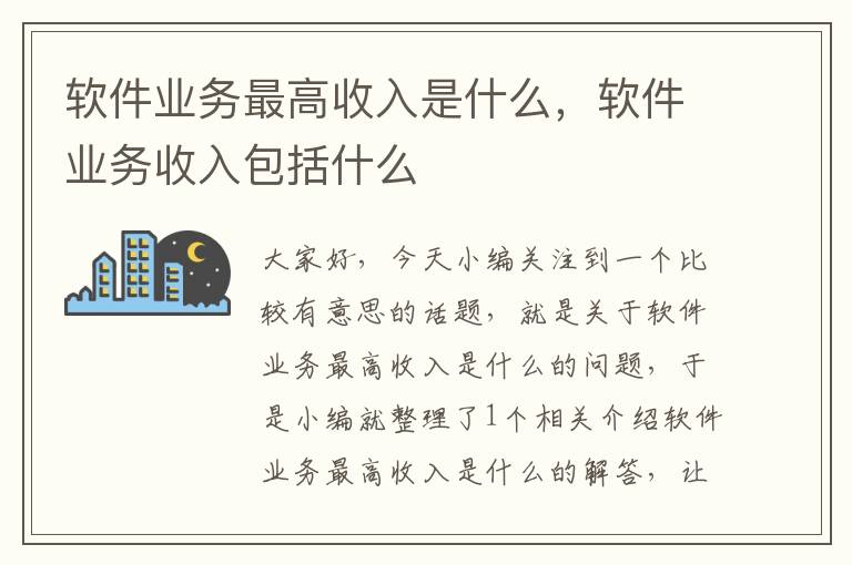 软件业务最高收入是什么，软件业务收入包括什么