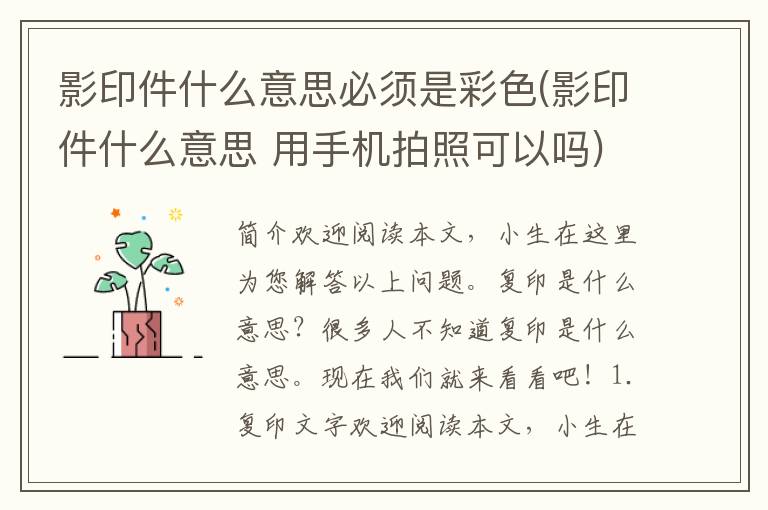 影印件什么意思必须是彩色(影印件什么意思 用手机拍照可以吗)