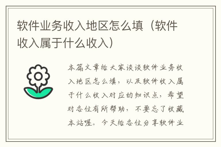 软件业务收入地区怎么填（软件收入属于什么收入）