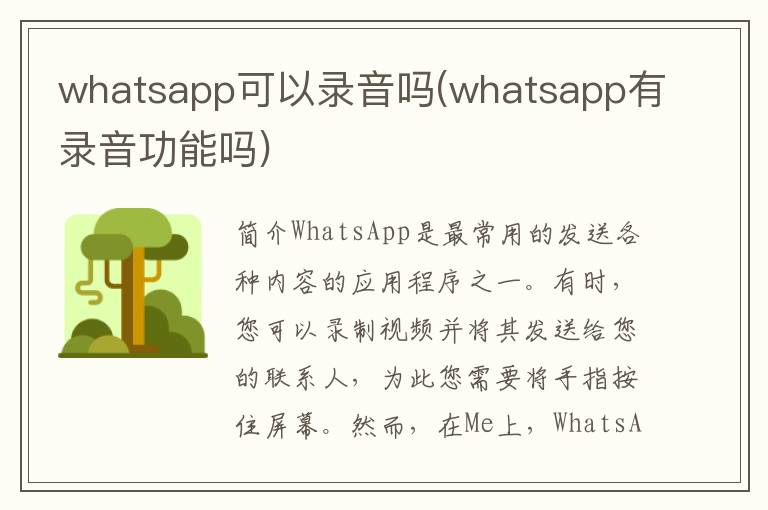 whatsapp可以录音吗(whatsapp有录音功能吗)