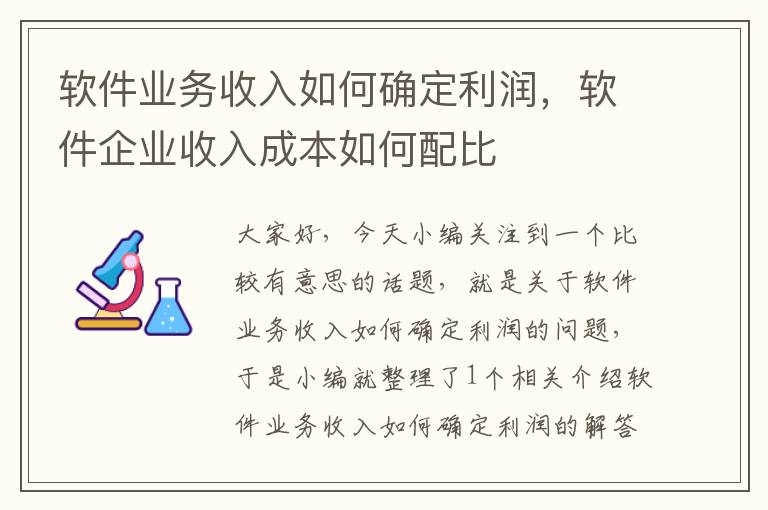 软件业务收入如何确定利润，软件企业收入成本如何配比