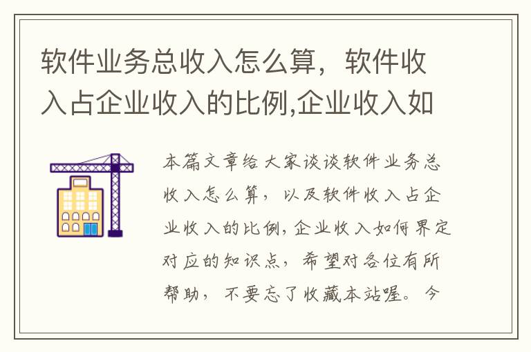 软件业务总收入怎么算，软件收入占企业收入的比例,企业收入如何界定