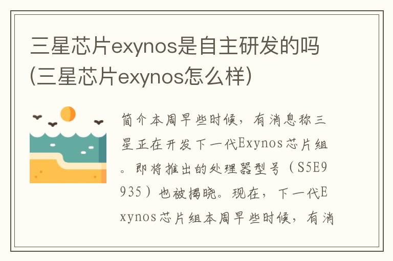 三星芯片exynos是自主研发的吗(三星芯片exynos怎么样)