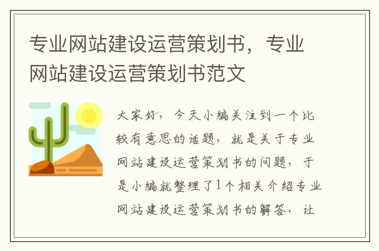 专业网站建设运营策划书，专业网站建设运营策划书范文