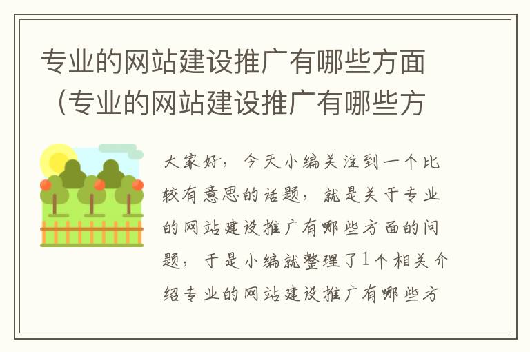 专业的网站建设推广有哪些方面（专业的网站建设推广有哪些方面呢）