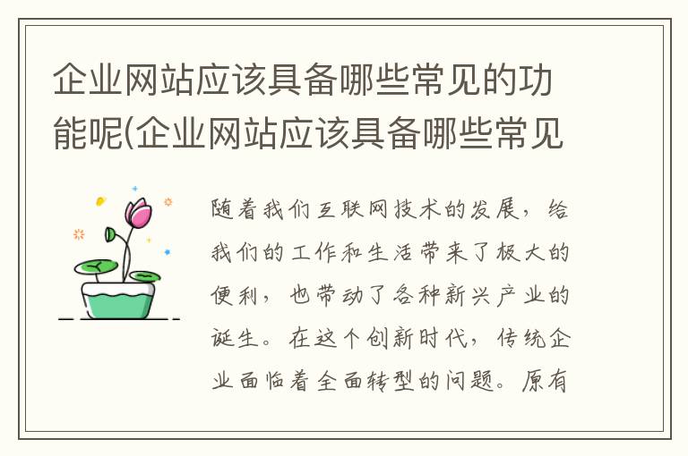 企业网站应该具备哪些常见的功能呢(企业网站应该具备哪些常见的功能和特点)