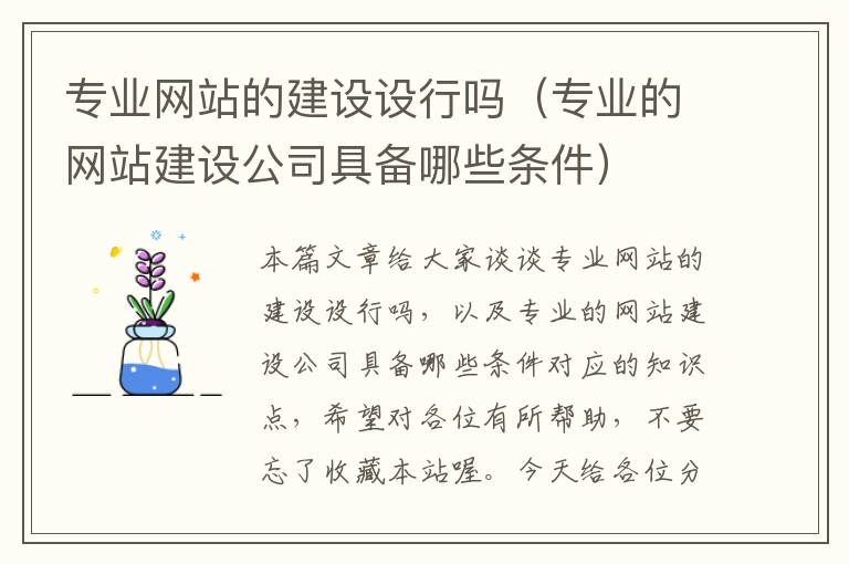 专业网站的建设设行吗（专业的网站建设公司具备哪些条件）