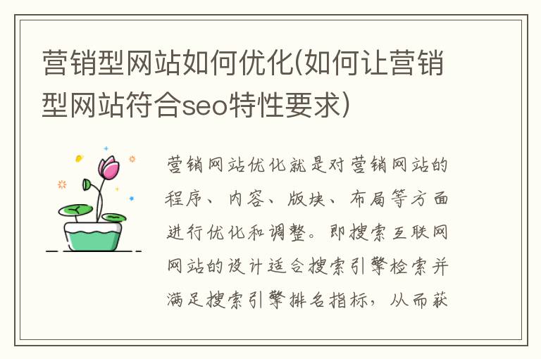 营销型网站如何优化(如何让营销型网站符合seo特性要求)