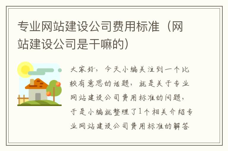 专业网站建设公司费用标准（网站建设公司是干嘛的）