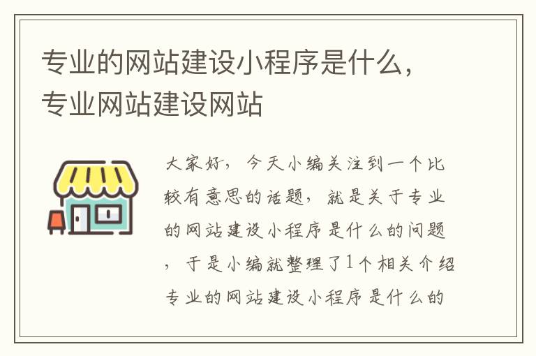 专业的网站建设小程序是什么，专业网站建设网站