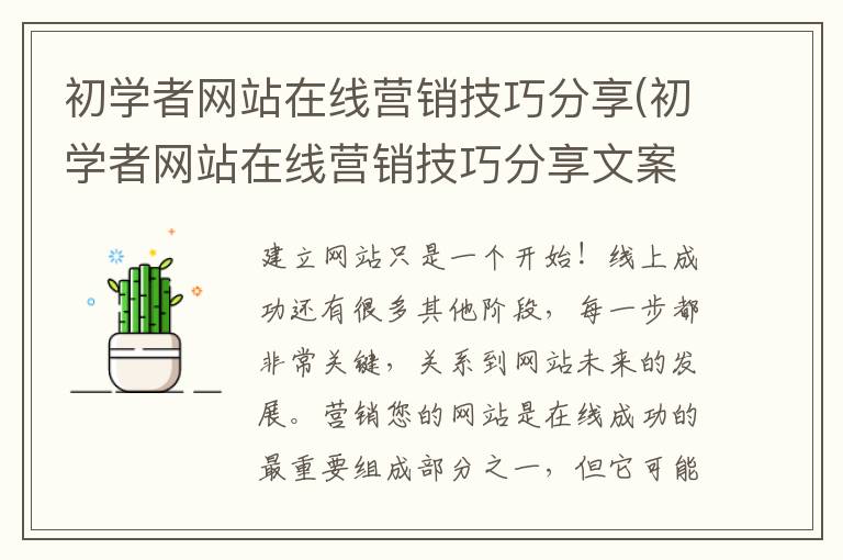 初学者网站在线营销技巧分享(初学者网站在线营销技巧分享文案)