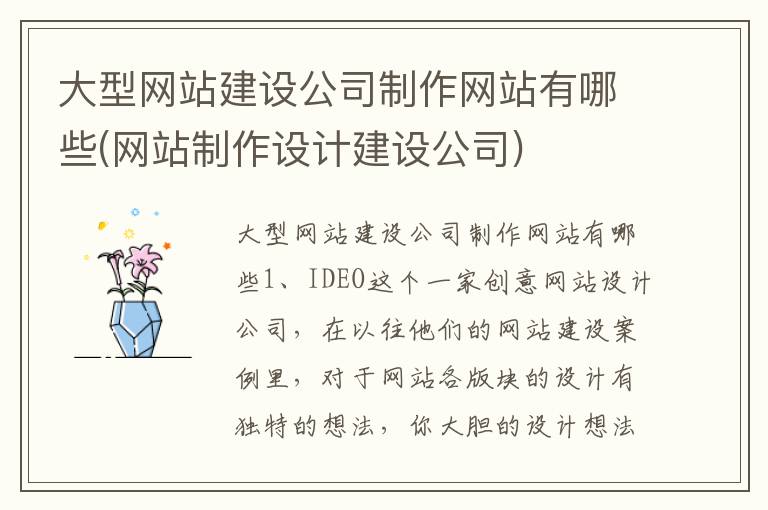 大型网站建设公司制作网站有哪些(网站制作设计建设公司)