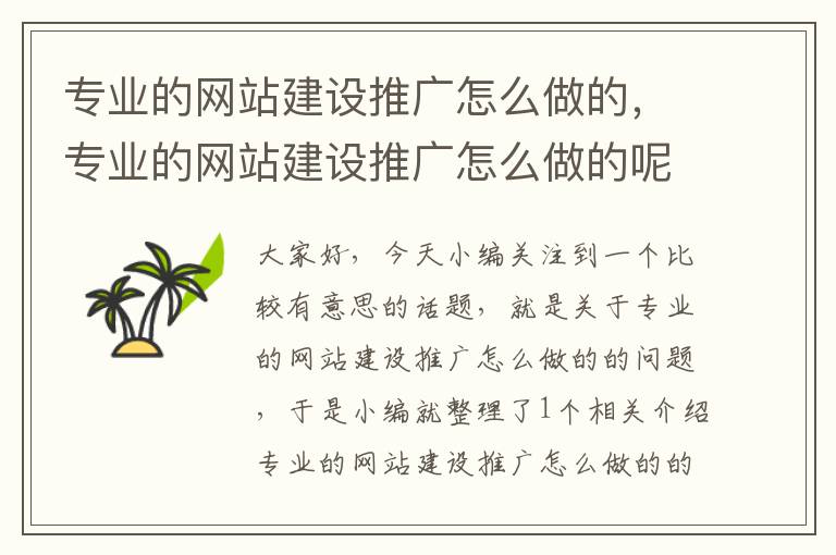 专业的网站建设推广怎么做的，专业的网站建设推广怎么做的呢