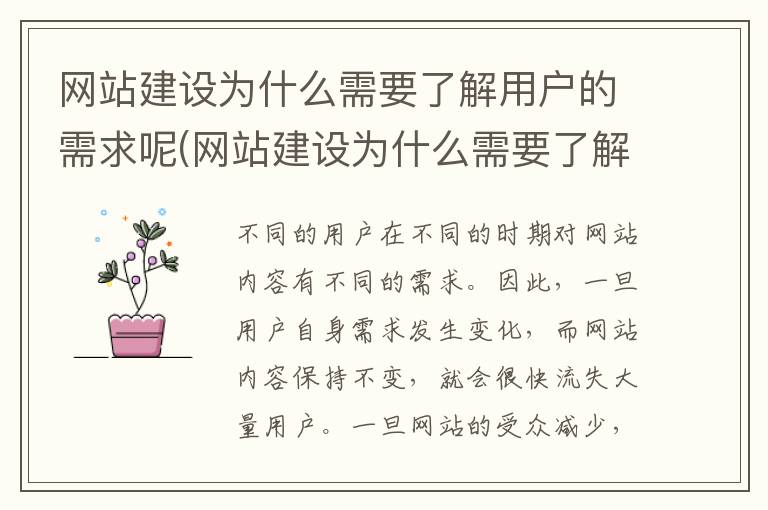 网站建设为什么需要了解用户的需求呢(网站建设为什么需要了解用户的需求和需求)