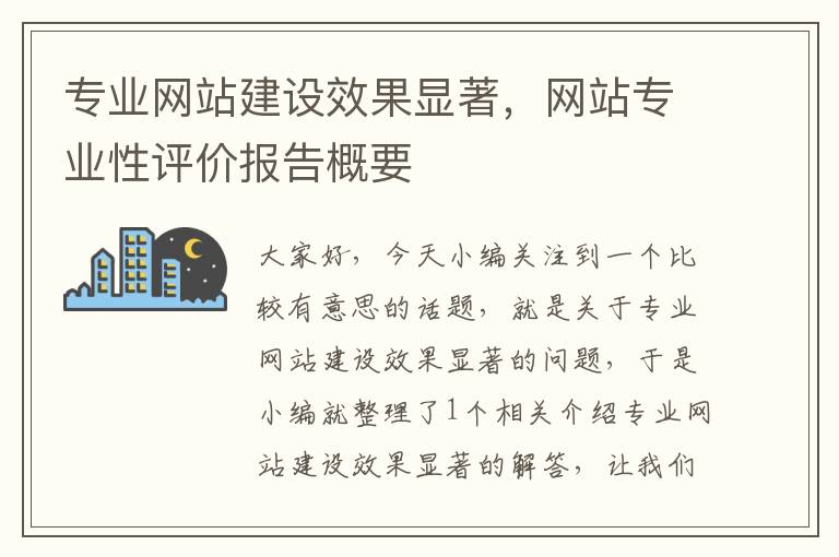 专业网站建设效果显著，网站专业性评价报告概要