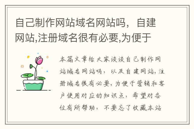 自己制作网站域名网站吗，自建网站,注册域名很有必要,为便于营销和客户使用