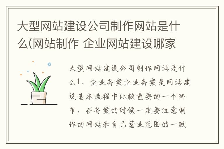 大型网站建设公司制作网站是什么(网站制作 企业网站建设哪家好)