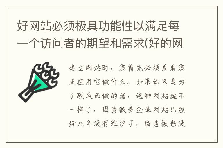 好网站必须极具功能性以满足每一个访问者的期望和需求(好的网站的标准)