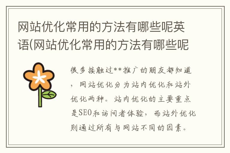 网站优化常用的方法有哪些呢英语(网站优化常用的方法有哪些呢英文)