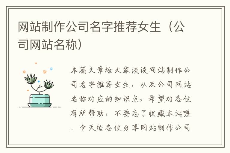 网站制作公司名字推荐女生（公司网站名称）