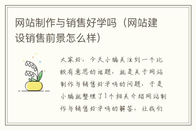 网站制作与销售好学吗（网站建设销售前景怎么样）