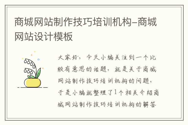 商城网站制作技巧培训机构-商城网站设计模板